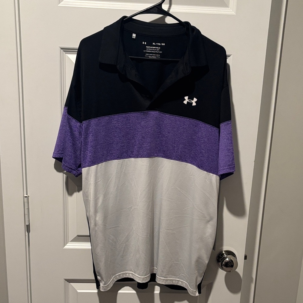Under Armour Men's Polo in Black and Purple